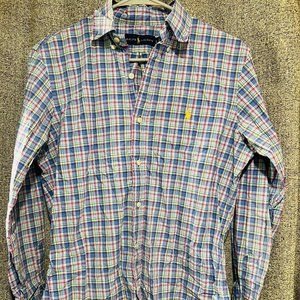 Ralph Lauren Blue Label Men's Small Shirt Pastel Check Plaid Long Sleeve
